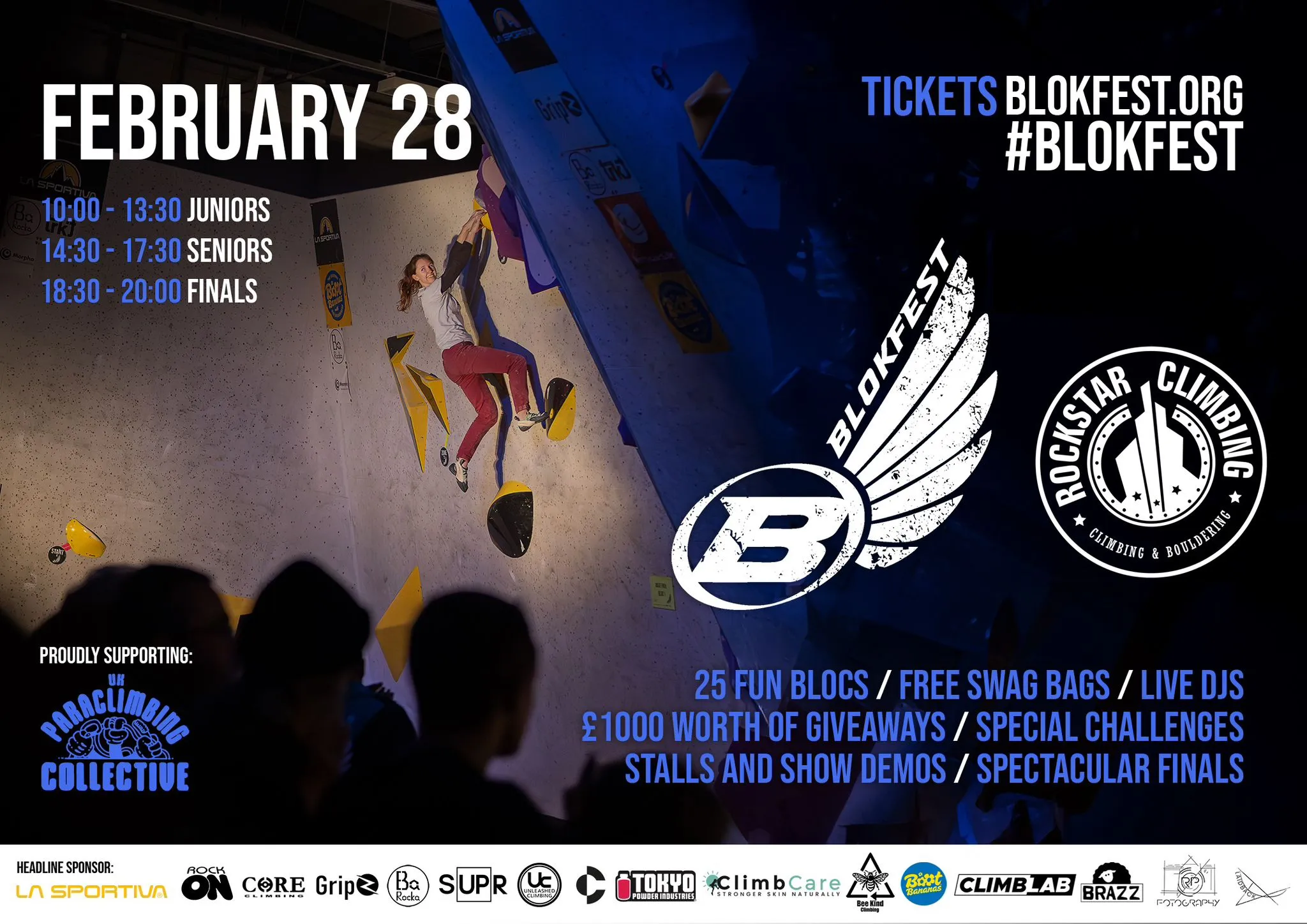 Climbers competing at Rockstar Bouldering venue